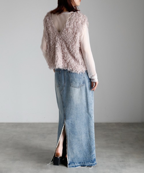 r.（アールドット）の「フリンジ　2wayベスト（ベスト・レディース・グレー/ブラック/アイボリー/ブラウン・FREE）」の21枚目の写真