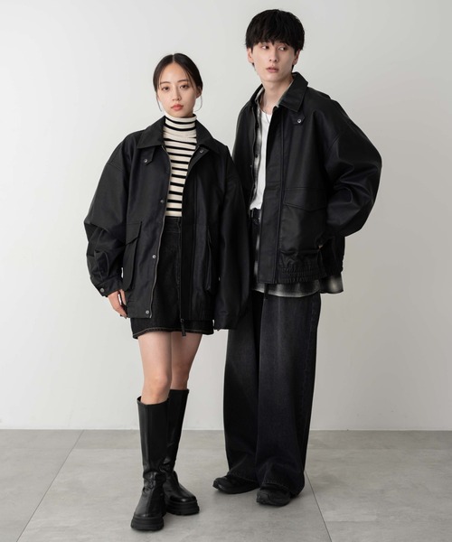 【セール】WEGO/【24年秋冬新作】エコレザー2WAYフライトジャケット（ライダースジャケット）｜WEGO（ウィゴー）