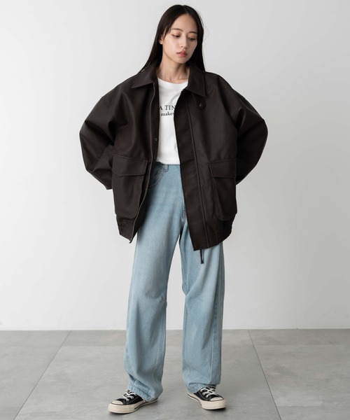 【セール】WEGO/【24年秋冬新作】エコレザー2WAYフライトジャケット（ライダースジャケット）｜WEGO（ウィゴー）