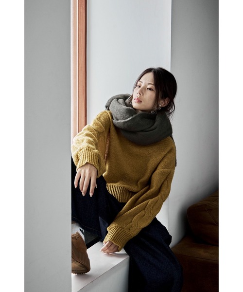 etoll.（エトル）の「フリンジシャギーボリュームマフラー（マフラー・レディース・アイボリー/ブラック/レッド/チャコール/イエロー/パープル・FREE）」の12枚目の写真