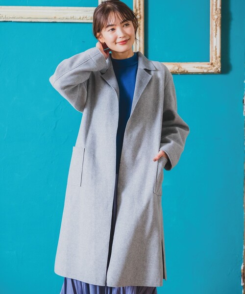 ITS'DEMO(イッツデモ)の「◆【肌あたりやわらか/ロングシーズンOK】裏リブロング着流しコート(チェスターコート・レディース・グレー/ネイビー/ブラウン系・00)」の2枚目の写真