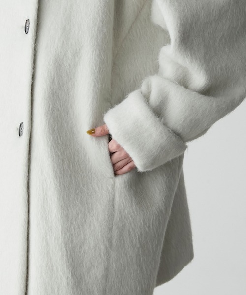 【forksy.】シャギーオーバーサイズハイネックミドルコート（ステンカラーコート）｜forksy.（フォルクシー）