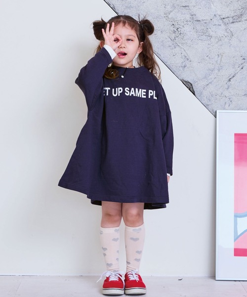 LSP WOW（エルエスピーワオ）の「【LSP WOW!】プリントBIGワンピース（ワンピース・キッズ・ピンク/グリーン/オフホワイト/ネイビー/マスタード/ラベンダー・90/80/130/120/110/100）」の3枚目の写真