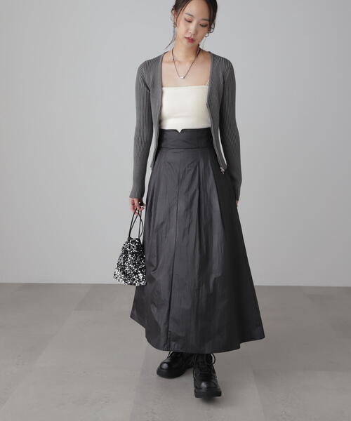 FREE'S MART（フリーズマート）の「◆フロントジップリブＶネックニット（ニット/セーター・レディース・ホワイト/グリーン/カーキ/グレー・FREE）」の9枚目の写真