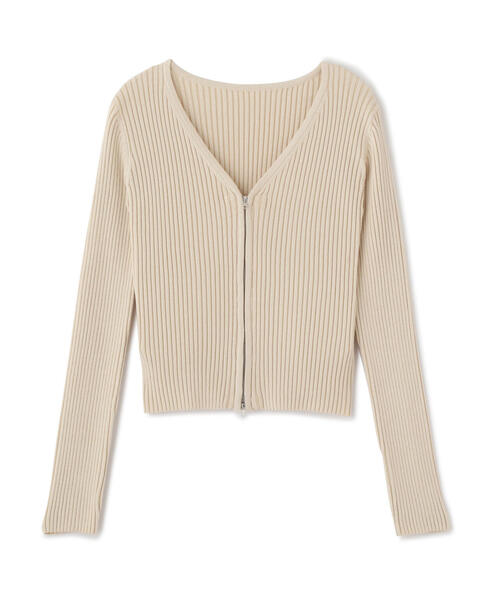 FREE'S MART（フリーズマート）の「◆フロントジップリブＶネックニット（ニット/セーター・レディース・ホワイト/グリーン/カーキ/グレー・FREE）」の19枚目の写真