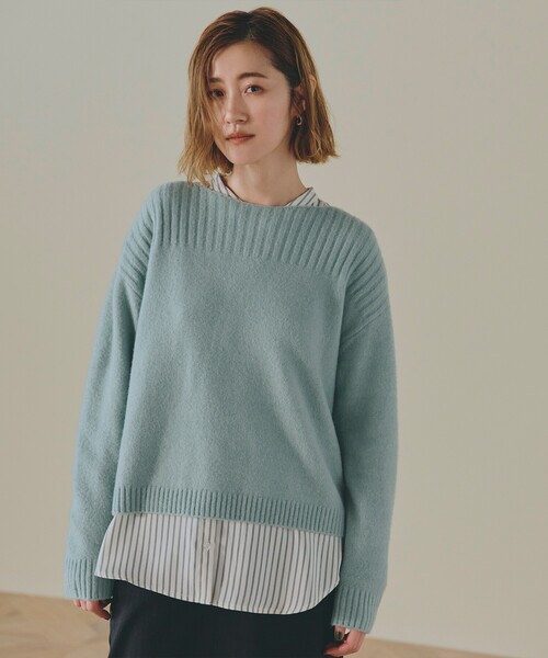 grove(グローブ)の「◆ボートネックヨークリブプルオーバー【洗える】(ニット/セーター・レディース・オフホワイト/ダークグレー/ライトグレー/グリーン/ライトイエロー系/ピンク・02/03/01/04/05)」の5枚目の写真