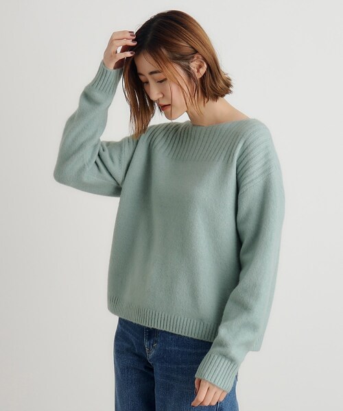 grove(グローブ)の「◆ボートネックヨークリブプルオーバー【洗える】(ニット/セーター・レディース・オフホワイト/ダークグレー/ライトグレー/グリーン/ライトイエロー系/ピンク・02/03/01/04/05)」の22枚目の写真