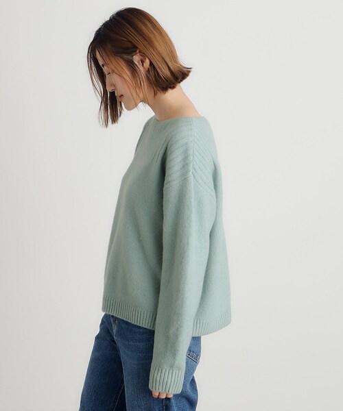 grove(グローブ)の「◆ボートネックヨークリブプルオーバー【洗える】(ニット/セーター・レディース・オフホワイト/ダークグレー/ライトグレー/グリーン/ライトイエロー系/ピンク・02/03/01/04/05)」の9枚目の写真