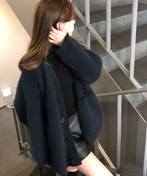 Doula Doula(ドゥーラドゥーラ)の「オーバーサイズVネックニットカーディガン(カーディガン/ボレロ・レディース・ホワイト/ピンク/ブラウン/グレー/ブルー/ネイビー/モカ/ブラック・FREE)」の10枚目の写真