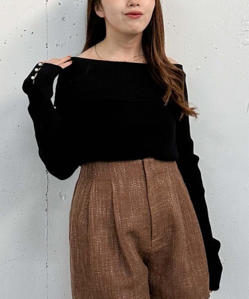 archives（アルシーヴ）の「オフショルプルオーバー（ニット/セーター・レディース・ワインレッド/アイボリー/ブラック/グレー/ブルー/ピンク・MEDIUM）」の14枚目の写真