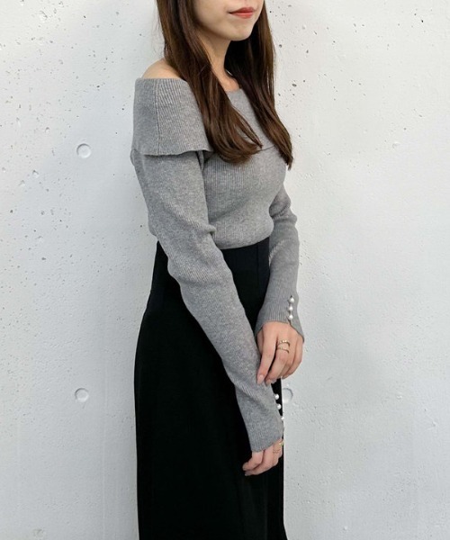 archives（アルシーヴ）の「オフショルプルオーバー（ニット/セーター・レディース・ワインレッド/アイボリー/ブラック/グレー/ブルー/ピンク・MEDIUM）」の22枚目の写真