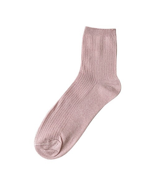 welleg（ウェレッグ）の「ラメ入り リブショートソックス（ソックス/靴下・レディース・ブラック/ピンク/ベージュ/ミント・M）」の4枚目の写真