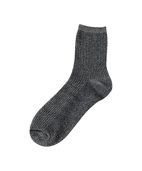 welleg（ウェレッグ）の「ラメ入り リブショートソックス（ソックス/靴下・レディース・ブラック/ピンク/ベージュ/ミント・M）」の2枚目の写真