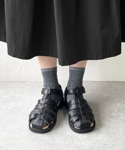 welleg（ウェレッグ）の「ラメ入り リブショートソックス（ソックス/靴下・レディース・ブラック/ピンク/ベージュ/ミント・M）」の5枚目の写真