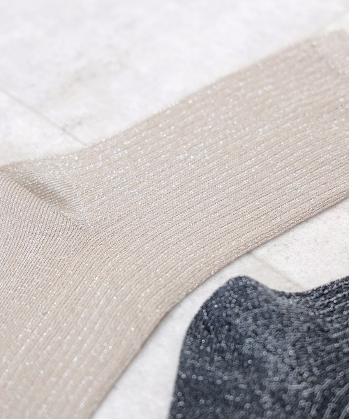 welleg（ウェレッグ）の「ラメ入り リブショートソックス（ソックス/靴下・レディース・ブラック/ピンク/ベージュ/ミント・M）」の8枚目の写真