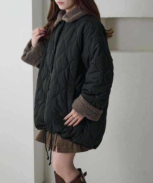 みく　1001 apres jour clair】裏ボアキルティングジャケット（ブルゾン）｜apres