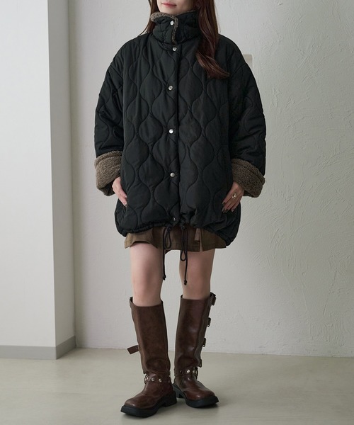 apres jour clair】裏ボアキルティングジャケット（ブルゾン）｜apres