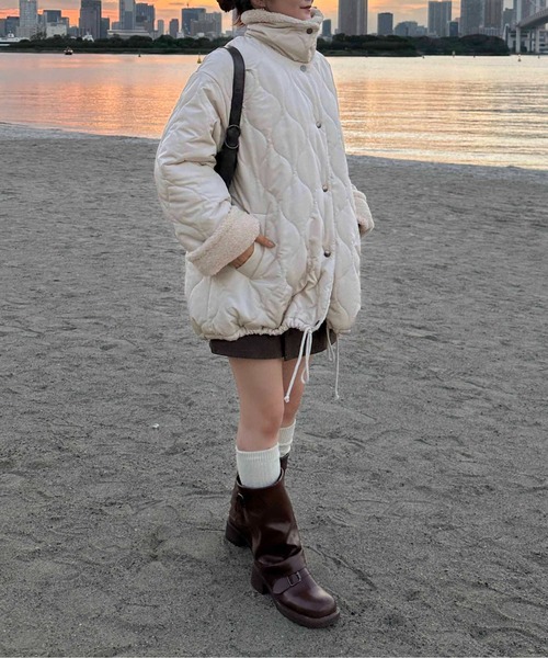 apres jour clair(アプレジュールクレア)の「【apres jour clair】裏ボアキルティングジャケット(ブルゾン・レディース・ブラウン/アイボリー/カーキ/ブラック・フリー/X-LARGE)」の7枚目の写真