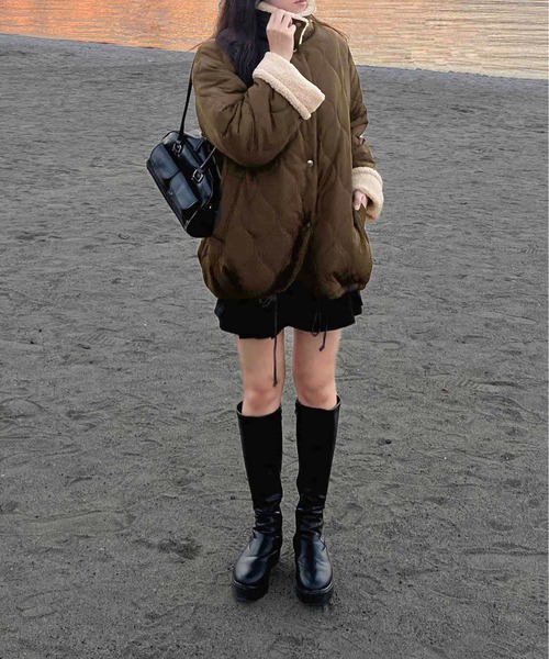 apres jour clair(アプレジュールクレア)の「【apres jour clair】裏ボアキルティングジャケット(ブルゾン・レディース・ブラウン/アイボリー/カーキ/ブラック・フリー/X-LARGE)」の10枚目の写真