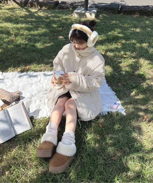 apres jour clair(アプレジュールクレア)の「【apres jour clair】裏ボアキルティングジャケット(ブルゾン・レディース・ブラウン/アイボリー/カーキ/ブラック・フリー/X-LARGE)」の5枚目の写真