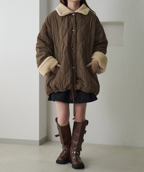 みく　1001 apres jour clair】裏ボアキルティングジャケット（ブルゾン）｜apres