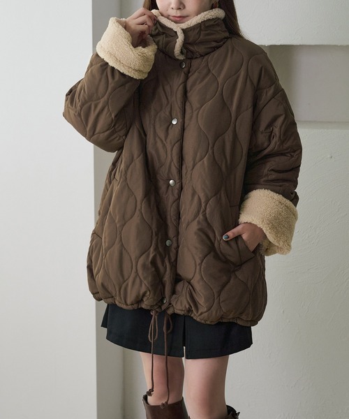 apres jour clair】裏ボアキルティングジャケット（ブルゾン）｜apres