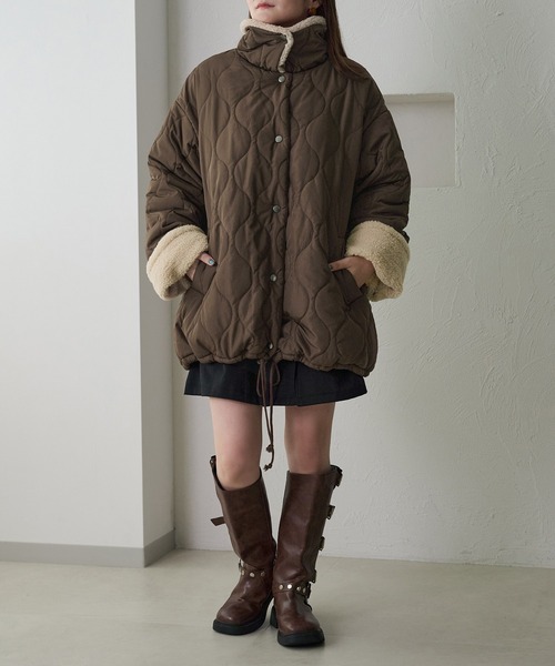 apres jour clair】裏ボアキルティングジャケット（ブルゾン）｜apres