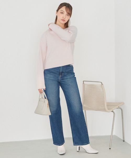 Andemiu（アンデミュウ）の「【洗える】アンゴラショートVネックニット116866（ニット/セーター・レディース・ブラック/ライトピンク/オフホワイト・FREE）」の8枚目の写真