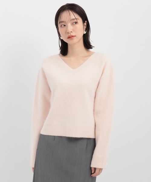 Andemiu（アンデミュウ）の「【洗える】アンゴラショートVネックニット116866（ニット/セーター・レディース・ブラック/ライトピンク/オフホワイト・FREE）」の21枚目の写真
