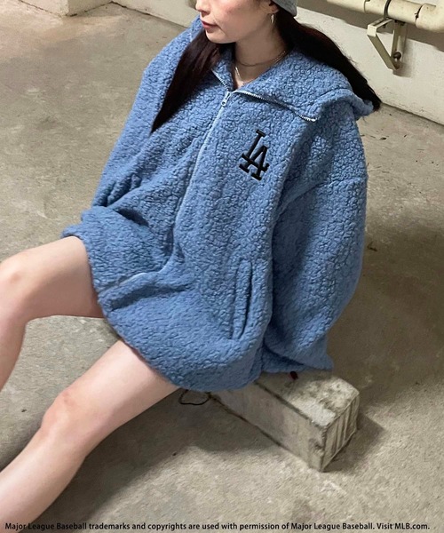 BACK TO THE FIELD（バック トゥー ザ フィールド）の「【MLB】刺繍ロゴパッチボアブルゾン（ブルゾン・レディース・オフホワイト/ブルー/ブラック・FREE）」の13枚目の写真