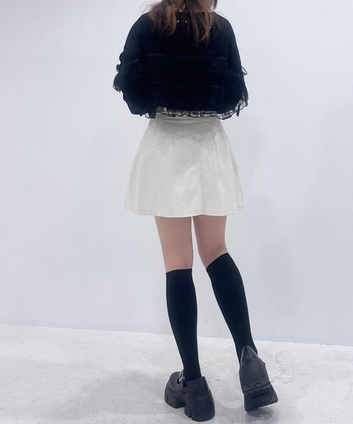 DearMyLoveRose(ディアマイラブローズ)の「サイドプリーツミニスカパン(スカート・レディース・グレー/オフホワイト・3L/LL/LARGE/MEDIUM)」の4枚目の写真