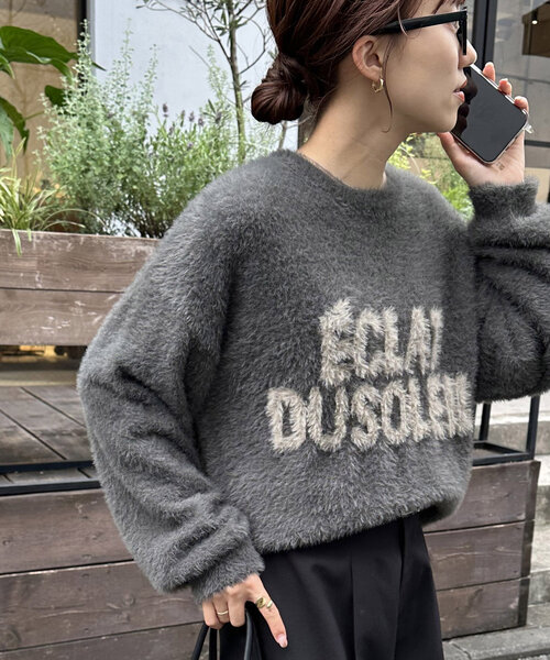 ニット セーター 「WEB限定」シャギーショートロゴニット レディース WEB限定】シャギーショートロゴニット | DISCOAT(ディスコート