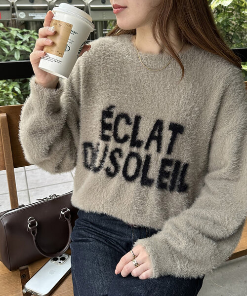 DISCOAT(ディスコート)の「【WEB限定】シャギーショートロゴニット(ニット/セーター・レディース・ネイビー/チャコールグレー/グレイッシュベージュ・MEDIUM)」の14枚目の写真
