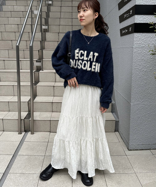 WEB限定】シャギーショートロゴニット（ニット/セーター