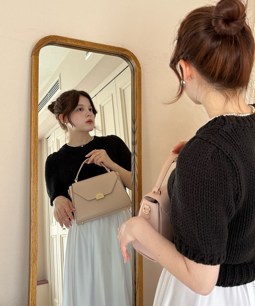 my twilight（マイトワイライト）の「mytwilight PARISモチーフ 台形ミニバッグ（ショルダーバッグ・レディース・ブラック/グレイッシュベージュ/クリーム/ダークブラウン/グレイッシュブルー/ホワイト/ベビーピンク・FREE）」の9枚目の写真