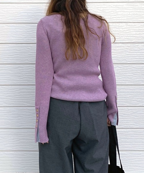 【セール】リブリブVネックニット（ニット/セーター）｜Q（キュー）