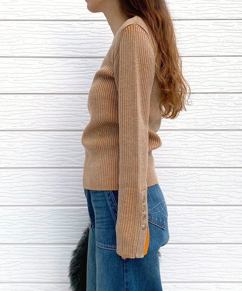 【セール】リブリブVネックニット（ニット/セーター）｜Q（キュー）