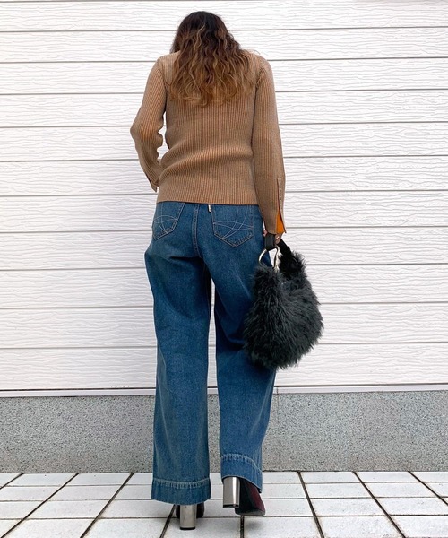 【セール】リブリブVネックニット（ニット/セーター）｜Q（キュー）