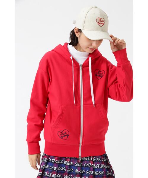 新品Jack bunny裏起毛4WAYストレッチフルジップフーディパーカー赤L Jack Bunny!!（ジャックバニー）の「【Jack Bunny!!】裏起毛4WAY