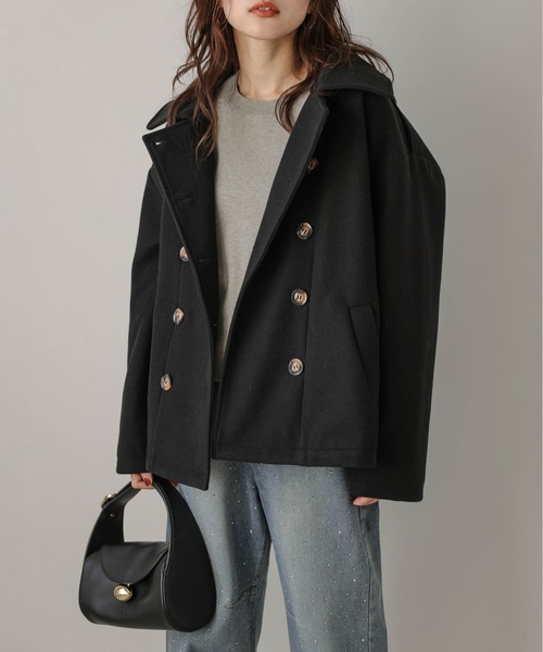 AMELY（エミリー）の「ウールライク Pコート（ピーコート・レディース・ベージュ/ブラック/ネイビー/グレー・フリー）」の6枚目の写真