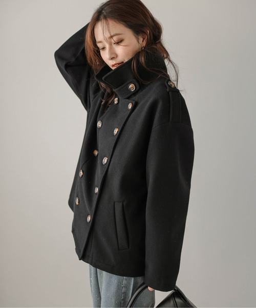 AMELY（エミリー）の「ウールライク Pコート（ピーコート・レディース・ベージュ/ブラック/ネイビー/グレー・フリー）」の8枚目の写真
