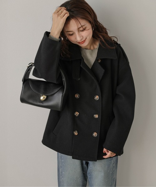 ⭐︎週末最終値下⭐︎美品保管ADORE ウールコート ピーコート¥22000 Abor ピーコート pコート 「Abor」フェイクウールミドルコート