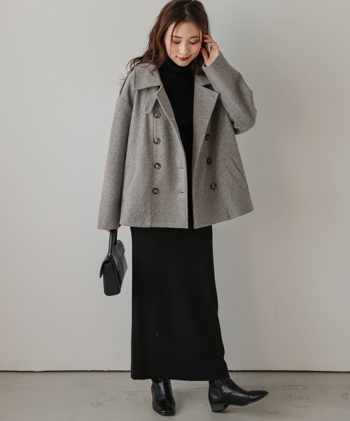 AMELY（エミリー）の「ウールライク Pコート（ピーコート・レディース・ベージュ/ブラック/ネイビー/グレー・フリー）」の11枚目の写真