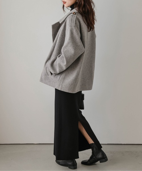 AMELY（エミリー）の「ウールライク Pコート（ピーコート・レディース・ベージュ/ブラック/ネイビー/グレー・フリー）」の12枚目の写真