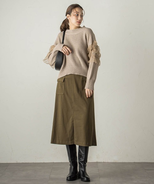 【セール】チュールドッキングピーチヤーンニットプルオーバー≪手洗い可能≫（ニット/セーター）｜ketty（ケティ）