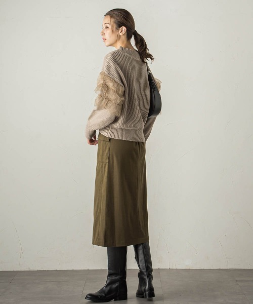 【セール】チュールドッキングピーチヤーンニットプルオーバー≪手洗い可能≫（ニット/セーター）｜ketty（ケティ）