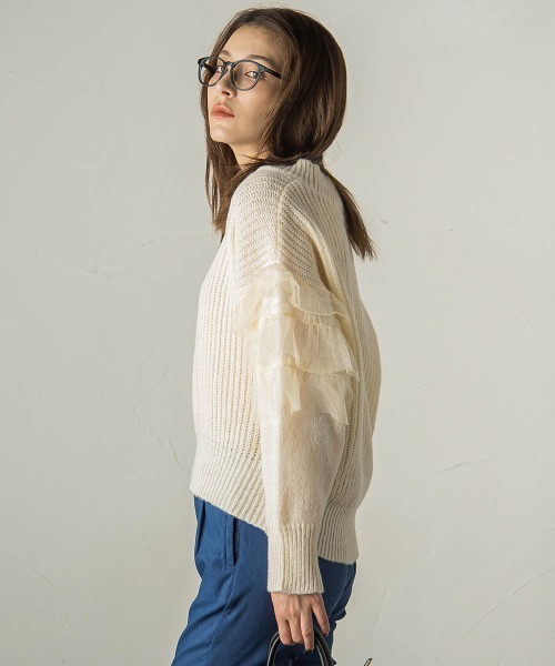 【セール】チュールドッキングピーチヤーンニットプルオーバー≪手洗い可能≫（ニット/セーター）｜ketty（ケティ）