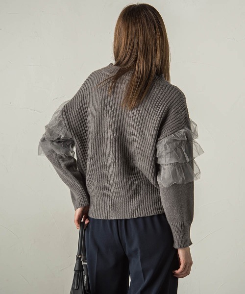 【セール】チュールドッキングピーチヤーンニットプルオーバー≪手洗い可能≫（ニット/セーター）｜ketty（ケティ）