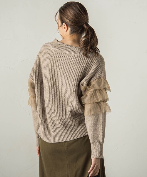 【セール】チュールドッキングピーチヤーンニットプルオーバー≪手洗い可能≫（ニット/セーター）｜ketty（ケティ）