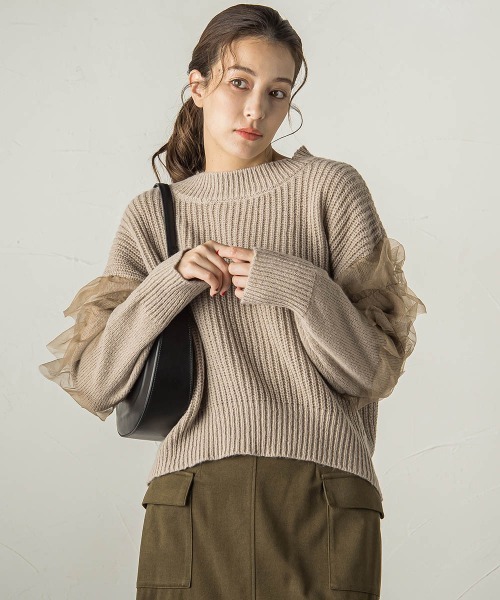 【セール】チュールドッキングピーチヤーンニットプルオーバー≪手洗い可能≫（ニット/セーター）｜ketty（ケティ）